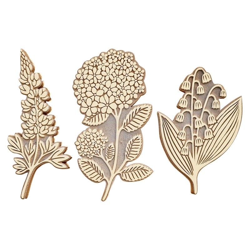 Floral Stamps,Wooden Seal Stamps - Retro Plant Floral Seal, Clear