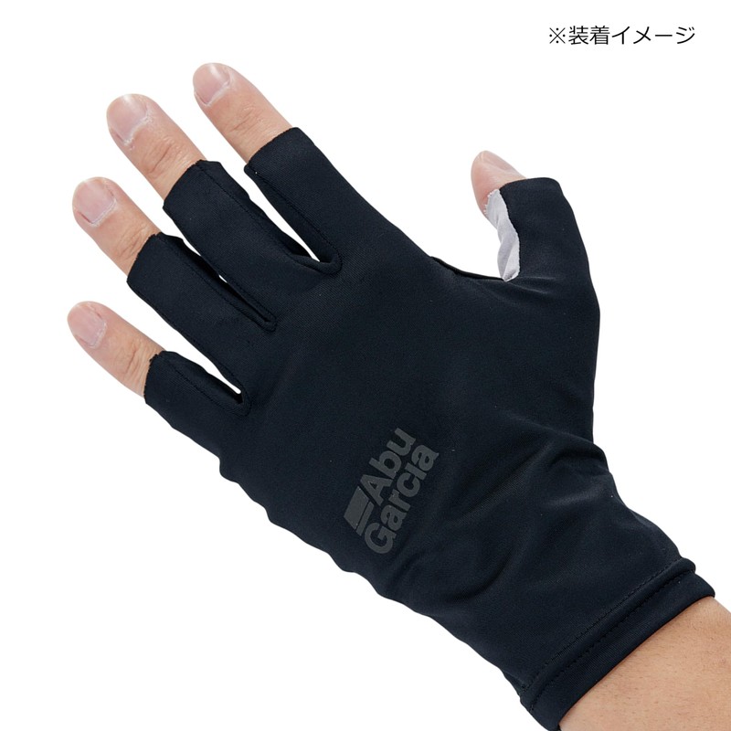 Abu Garcia Sunblock Palmless Gloves, Black, Medium