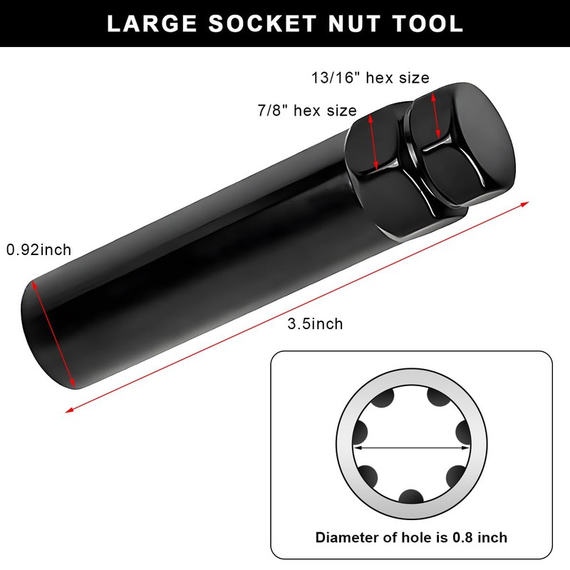 ZNDAW 7 Spline Tuner Lug Nuts Key, 7-Point Wheel Lock