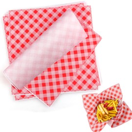 100 PCS Deli Paper Sheets, 12"x12" Wax Paper Sheets for Food, Checkered Sandwich Wrapping Grease Resistant, Food Basket Tray Liners Wrappers for Burger, Bread，Lunch, Party, Festival, Picnic, BBQ
