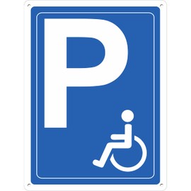 Pubblimania Disabled Parking No Parking Aluminium Sign Outdoor Durable Metal 3mm Thick (Cm 20x30)
