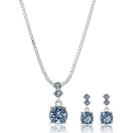 Nine West Conjunto de collar y pendientes de mujer en caja, plata/azul, talla nica