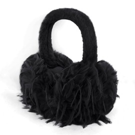Fashionable Foldable Earmuffs for Autumn and Winter - Warm Plain Ear Warmers with New Tassel Feathers Portable Ear Cups Earmuffs, black