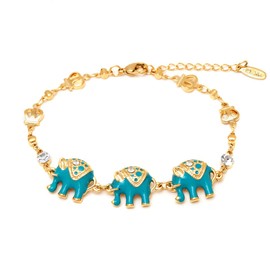 Barzel Pulsera de elefante triple chapada en oro de 18 quilates, 7.5 Inches, Latón, Circonita cúbica