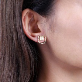 TseenYi Vintage Opal Square Stud Earrings Gold Irregular Square Earrings Small Moonstone Earrings Hollow Square Geometric Earrings Small Square Hollow Earrings Jewellery