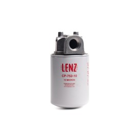 LENZ Industrial Spin-On Filter Assembly CP-750-10P – 10 Micron Filtration – 100 PSI Max Pressure, 20 GPM Flow Rate, 3/4" NPTF Port, 15 PSI Bypass Setting, Petroleum-Based Fluid Compatible