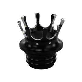 HCmotorku Motorcycle King Crown Gas Cap Fuel Tank Cover Right-hand Thread Aluminum Oil Cap Fit for Harley Sportster XL 883 1200 Dyna Softail Touring Road King Black