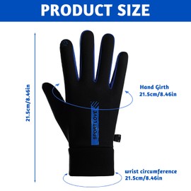 Dwafill Men's Warm Thermal Gloves Winter Men Windproof Running Gloves Men Two Finger Touch Screen Cycling Gloves Waterproof Back Bicycle Gloves Men