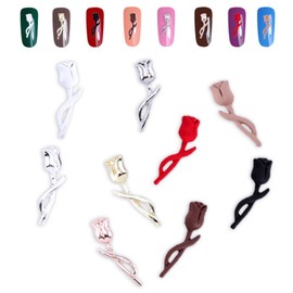 90 Pieces Multi-Color Metal Rose Nail Charms for Acrylic Nails, Y2K Japanese Macaron 3D Flower Nail Art Decorations