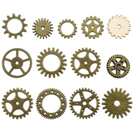 200 Gram Assorted Antique Steampunk Gears Charms Pendant Clock Watch Wheel Gear for Crafting, DIY Jewelry, Mixed Colors