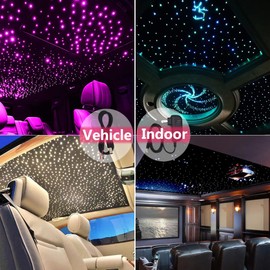 Twinkle Starlight Headliner Kit LED Starry Night Star Lights Ceiling RGBW Bluetooth APP Control Music Mode Fiber Optic Lights for Car/Home 300 Pieces 6.5ft/2m