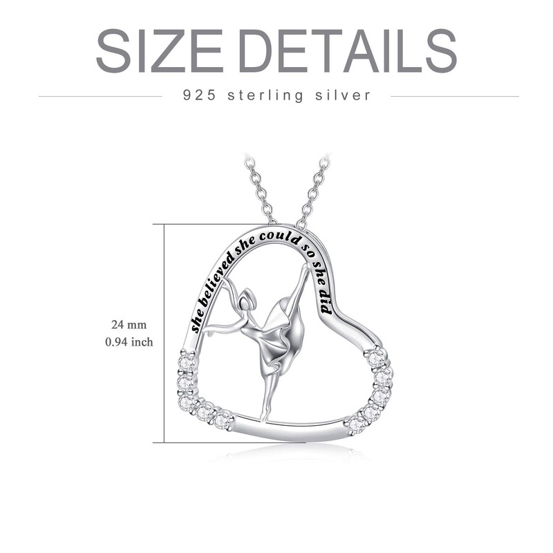 MISTBEE Ballerina Necklace Sterling Silver Engraved Inspirational Necklace She Believed