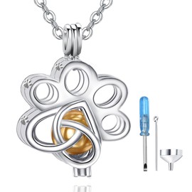 Dreamboat Paw Urn Necklace for Dog Ashes 925 Sterling Silver Paw Print Ash Keepsake Pendant Necklaces Memorial Pet Cremation Jewelry for Women