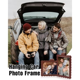 COOLYOUTH 2Pcs Car Picture Frame Car Visor Clip Picture Holders Leather Magnetic Photo Frames with Clip (2, Leather-Umber)