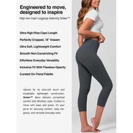 Conceited Capri Leggings for Women - Soft - High Waist Tummy Control - Essential - Regular and Plus Size - Charcoal - XX-Large - 3X-Large