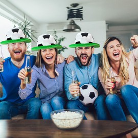 PerFest Soccer Hat - Black & White Soccer Pattern with Green Brim for Games & Team Support