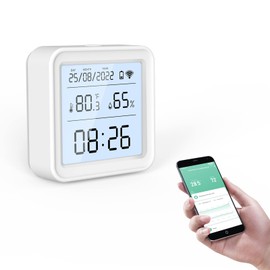 eMylo WiFi Thermometer Hygrometer Indoor Tuya Digital Hygrometer Bluetooth Thermo-Hygrometer with App Notification and Data Storage, for Wine Cellar, Baby Room, Greenhouse