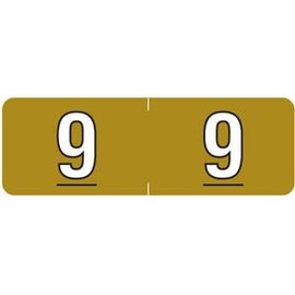 1/2"H x 1-1/2"W Brown Barkley NBAM Mini 1/2" Numeric Label '#9' (500/Roll) - TBBS-3NBAM9