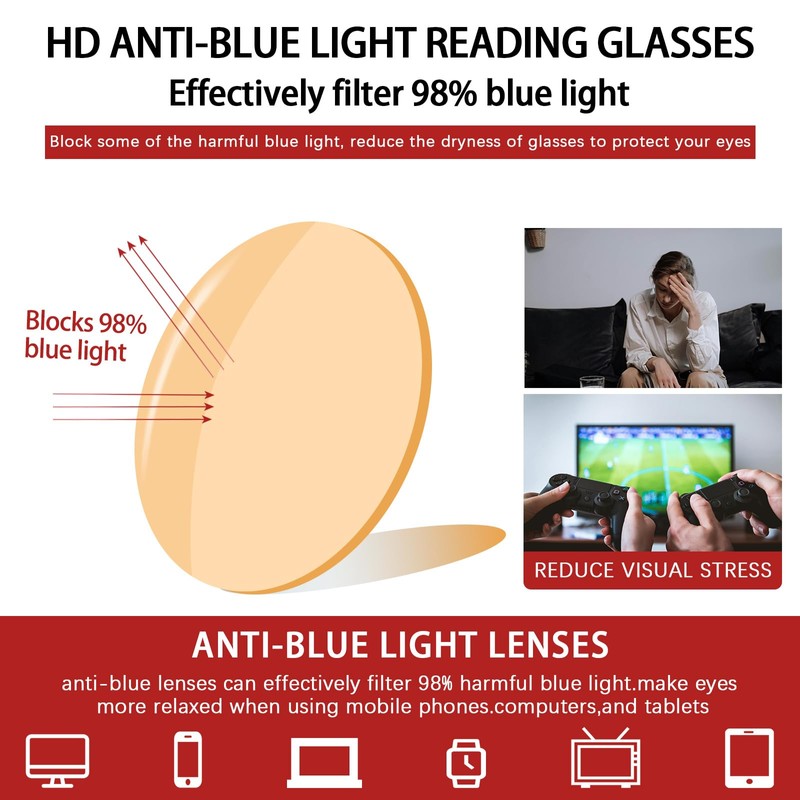 UXAOSVME Progressive Multifocus Reading Glasses Anti Blue Light Photochromic/Bifocal Reading