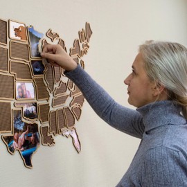 1DEA.me USA Photo & Cross Stitch Map - 3in1 - Wall Wooden Travel Map - 26x40 in - Easy to Use, Durable and Uniquely Yours