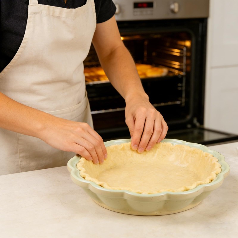 ZEBERBO 10.2 Inch Ceramic Pie Pan, Fluted Deep Pie Dish,