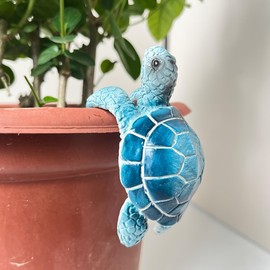 CYjorkbgg Sea Turtle Planter Decorations - 2PCS Resin Hanging Turtle for Pot Tortoise Figure Plant Pot Hanger Small Statue for Terrapin Cute Plant Terrapin Sculptures for Indoor Outdoor Garden Patio