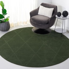 SAFAVIEH Revive Collection Area Rug - 3' Round, Green, Trellis Design, Non-Shedding & Easy Care, Ideal for High Traffic Areas in Living Room, Bedroom, Dining (REV104Y-3R)