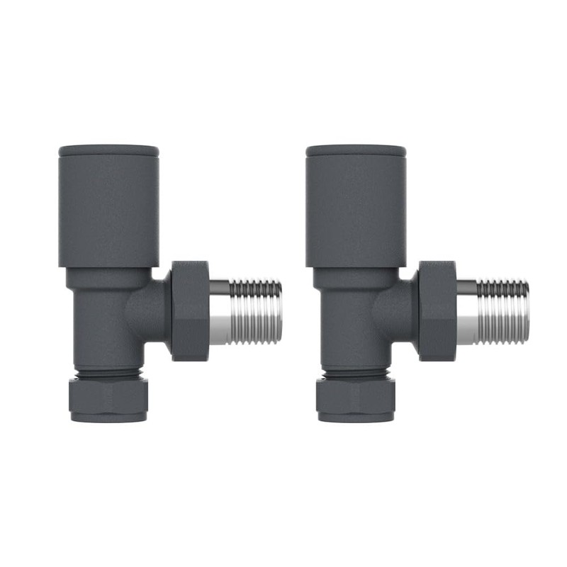 Hemlock - Anthracite Angled Towel Rail/Radiator valves Valves 1/2" /15mm
