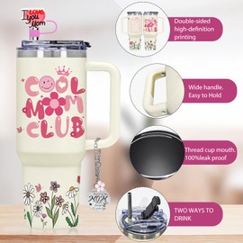 AiHeart Gifts for Mom,Mother's Day Gifts from Daughter Son,Birthday Gifts for Mom,Cool Mom Club Tumbler with Handle 40oz,Travel Tumbler,Coffee Tumbler for Mom Mothers Mommy