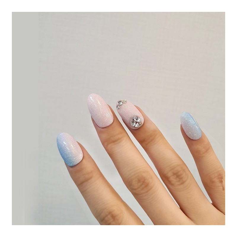 Heart Stone Pearl Gras Handmade Nail Tips - Ballerina L