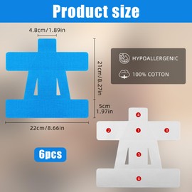 6PCS Blue Precut Tape for Shoulder, Elastic Sporting Tape Athletic Patch/Precut Kinesiology Tape for Shoulder Support Muscle Sports, Enhance Elastic Sporting Tape