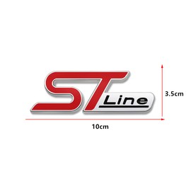 VICHEN Car Metal ST Line Emblem Front Grille Body Trunk Decoration Sticker Decal (Red silver Emblem), 10x3.5