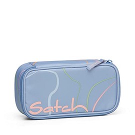 satch Extra Large Pencil Case including Divider Compartment, Zip-Up Pocket, Pen Holder Set, Square Viewing Window for Timetable, Vivid Blue - Light Blue