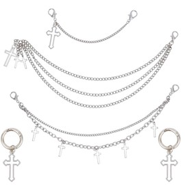 craspire Pack of 5 4 Styles Shoe Charms Cross Chains Decoration Alloy Pendant Silver Shoelaces with Lobster Clasps Spring Gate Rings Accessories for Key Chains Women Men Handbags
