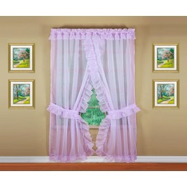 Today's Curtain, Emelia Priscilla Sheer Pair 60" W x 84" L, Lilac, 5-Piece-Set