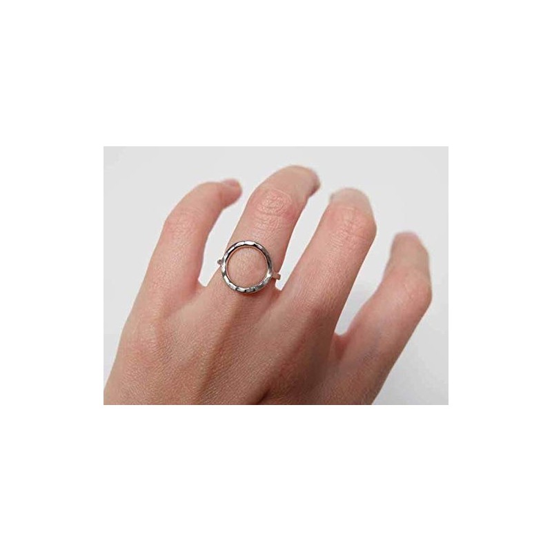Sovats Ladies Open Circle Hammered Ring 925 Sterling Silver, Sterling