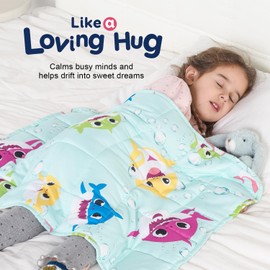 Kivik Weighted Lap Blanket 2 lbs, 20" x 30" Green Shark Small Weighted Blankets, All-Season Breathable Cute Mini Weighted Lap Pad, Soft Heavy Throw Blanket for Travel, Calming & Sleep, Washable