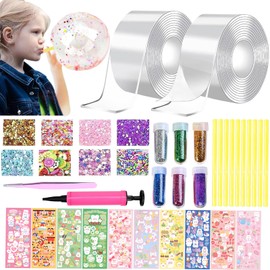 Nano Tape Bubbles Set, Magic Nano Tape Set, Double-Sided Bubble Tape DIY, Blowing Bubble Tape with Sequins Sticker, Transparent Multipurpose Nano Tape, Bubble Craft Kit for Children, Pack of 38
