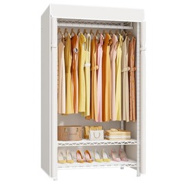 ULIFHOME - H5C Perchero de Ropa con Funda, Armario Portátil para Colgar Ropa, Percheros de Ropa Cubiertos Resistentes, Percheros de Ropa...