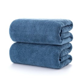 Lumimi Towels 2 Piece Very Soft Microfiber Bath Towel Set Super Absorbent Light Quick Dry and Durable, 55" L x 27" W, 2 Pack Blue
