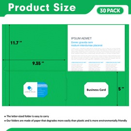 Two Pocket Folders, PANDRI 30 Pack 2 Pocket Folders, Letter Size Paper File Folder for School Office Home Business, Assorted 5 Colors