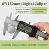 SCITOOLS Digital Caliper 0-6" Measuring Tool with Metal Ruler, Micrometer