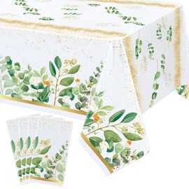 Hegbolke 4 Pack Sage Greenery Leaves Eucalyptus Leaf Table Covers - 51x107 Sage Greenery Oh Baby Tablecloths, for Baby Shower Party Home Birthday Wedding Table Decor
