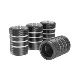 Marcraft Corrosion Resistant (Grey Two-Tone) (Laser Engraved Union Jacks) Metal Tyre Wheel Alloy Valve Caps Dust Caps (4 Pack) Universal for Cars, SUVs, Bicycles, Motorcycles, Trucks | Plastic Insert