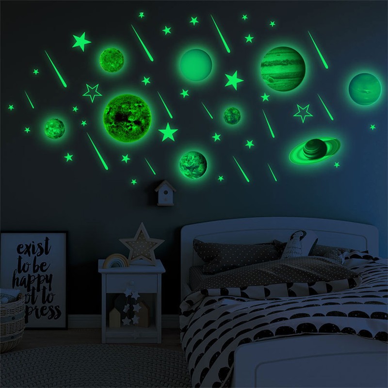 Luminous Solar System Planets Fluorescent Wall Stickers Planets Stickers Ceiling
