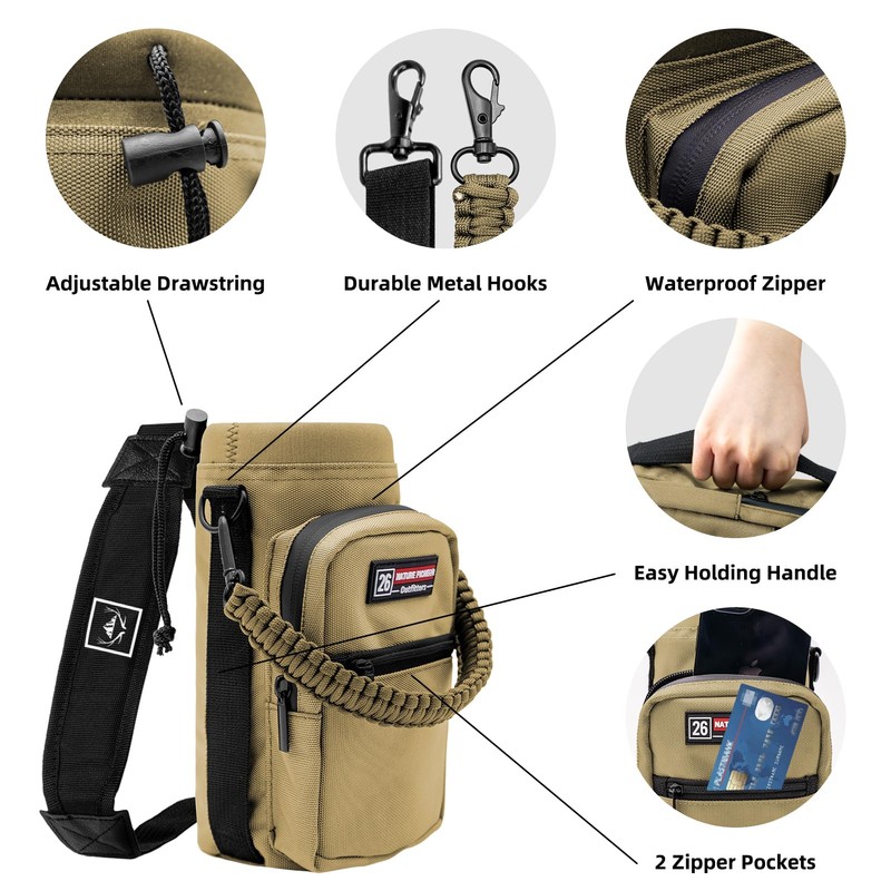 NATURE PIONEOR Water Bottle Holder with Adjustable Strap - 26/32/36/40/46/64oz