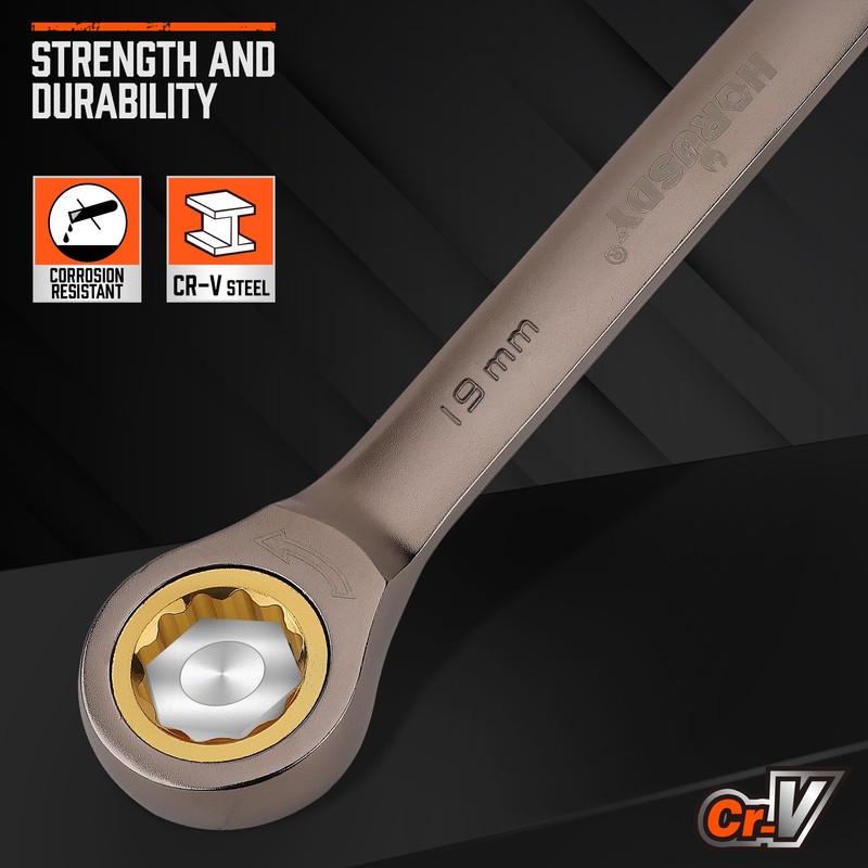 HORUSDY 12-Piece Metric Ratcheting Wrench Set | 8-19 mm |