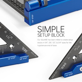 SUNLFPROD Mini Square Woodworking Tool with Flip-Stop 90 Degree Small Square Precision Woodworking Measuring Gauge Triangle Rule (Blue-Gray)