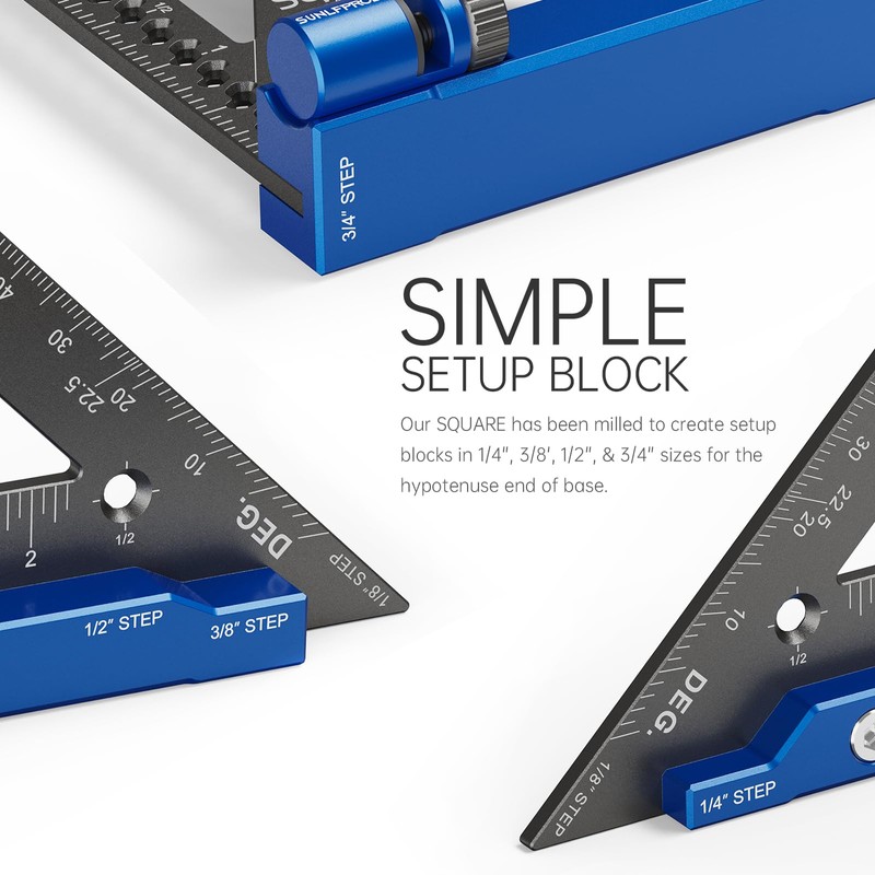 SUNLFPROD Mini Square Woodworking Tool with Flip-Stop 90 Degree Small