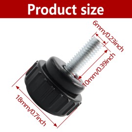 Runseaway 16PCS M6 x 10 mm Male Thread Round Knurled Thumbscrew Screw on Knobs Grip, Black Knurled Handle Bolt Knobs Clamping Screw
